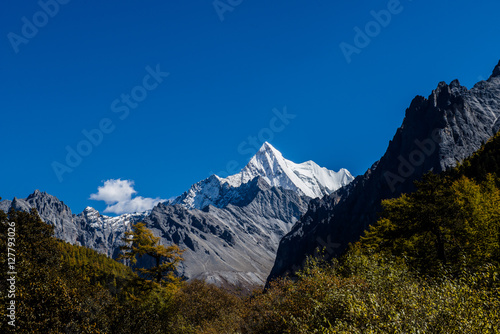 holy snow mountain at Yading national reserve in Daocheng County, in the southwest of Sichuan Province, China.