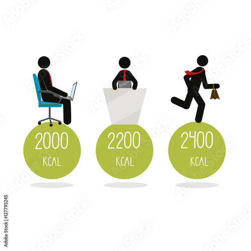 Stick figures illustration. Dependence calories consumption by h