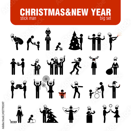 Christmas&new year stick figures