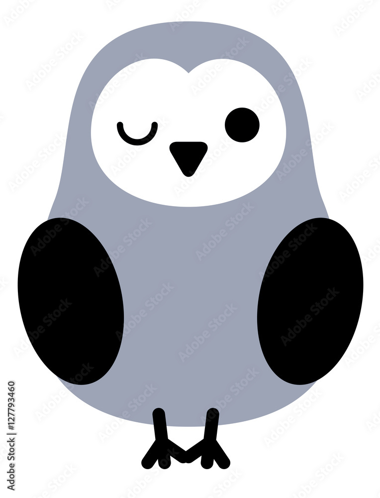 Fototapeta premium Sleeping owl. Cute little owl icon. vector