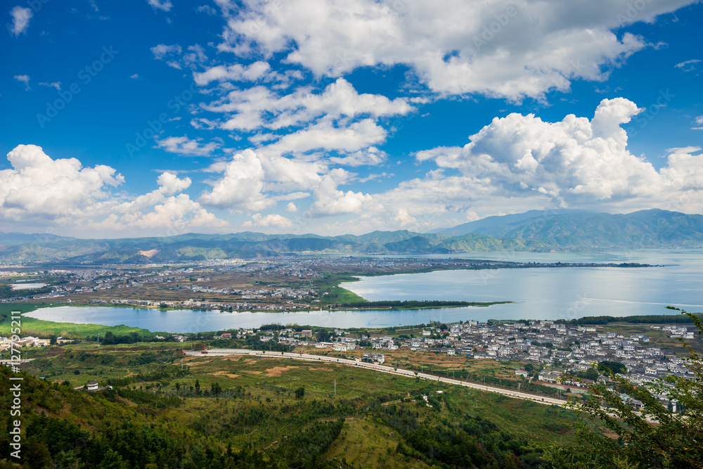 Top View of Erhai Lake In Dali Yunnan, China