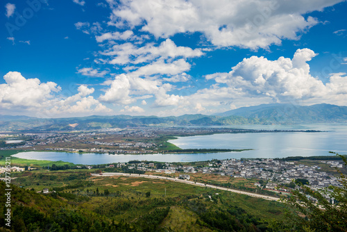 Fototapeta Naklejka Na Ścianę i Meble -  Top View of Erhai Lake In Dali Yunnan, China