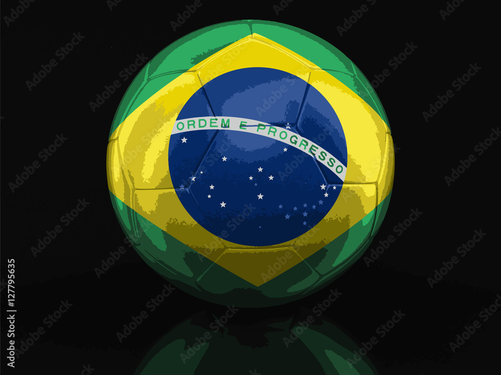 Fototapeta premium Soccer football with Brazilian flag. Image with clipping path