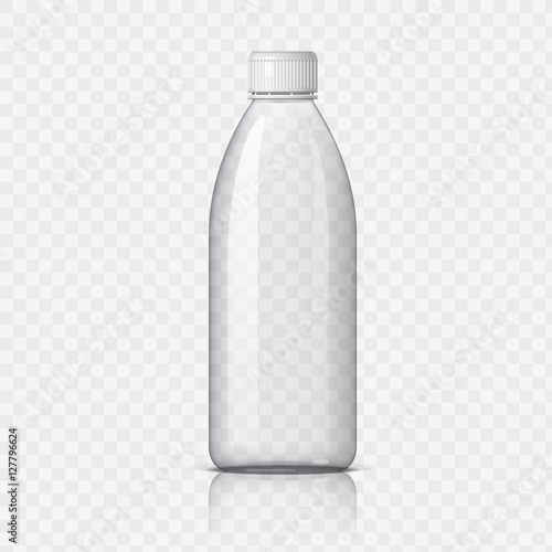Realistic plastic bottle for water. photo