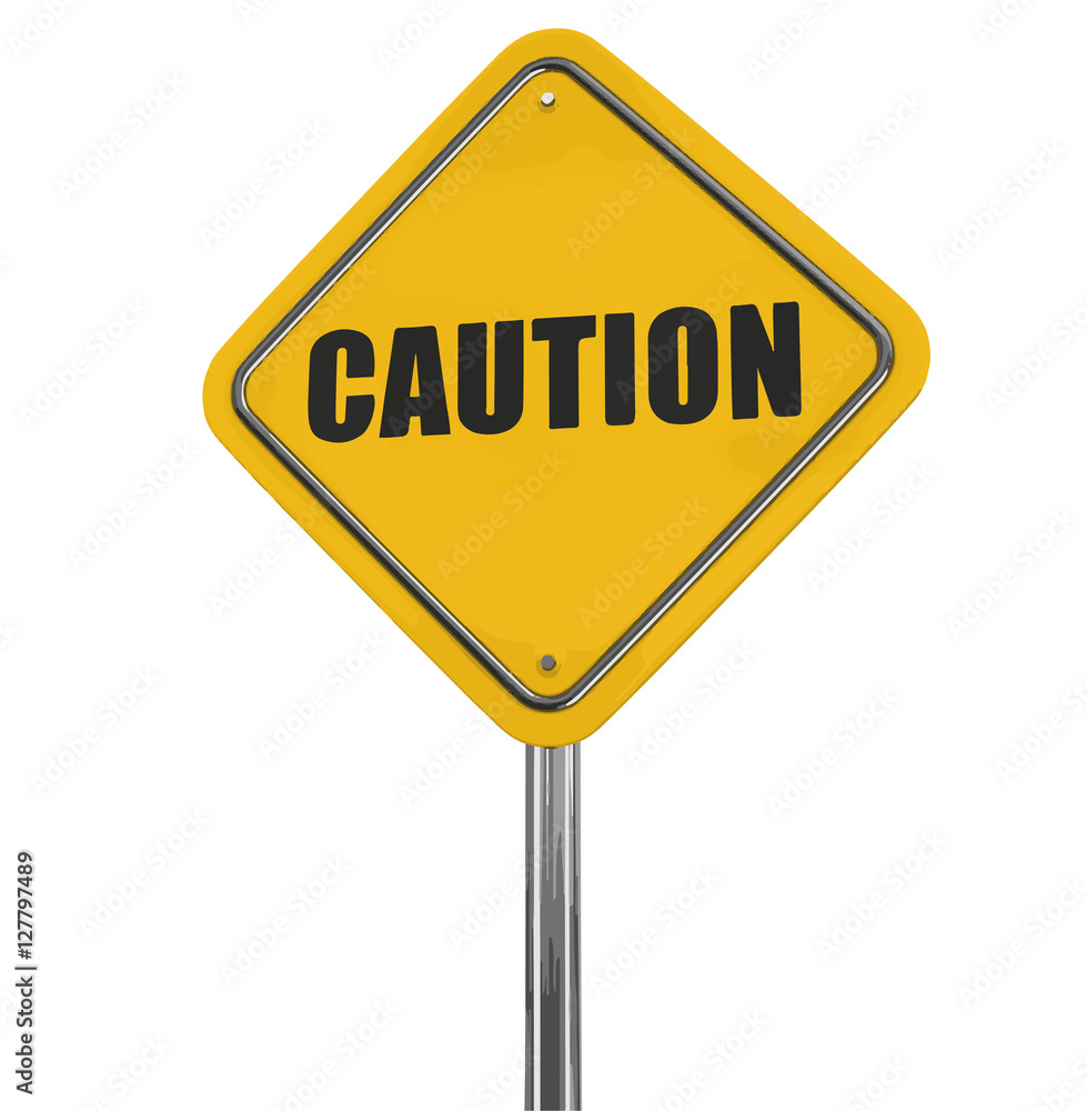 Caution Road sign. Image with clipping path Caution Road sign. Image with clipping path