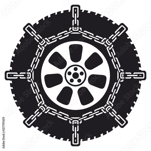 winter tyre with snow chains