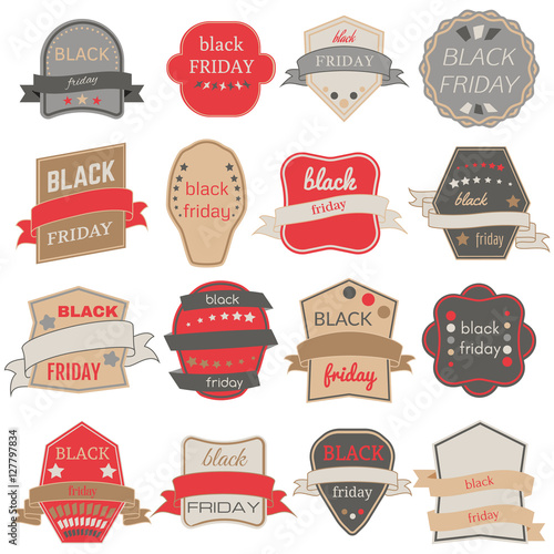 Black Friday Sale Vector Badges and Labels. Set of Black Friday Stickers and Banners. 