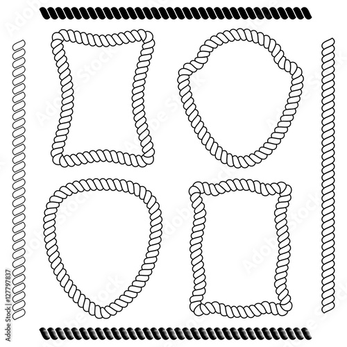 Set of isolated vector frames of rectangular shape and brushes