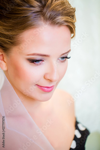 Wedding preparation. closeup bride face