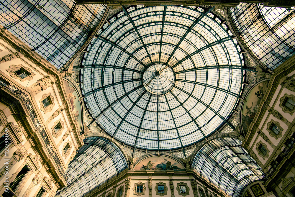 view of Galleria Vittorio Emanuele II Milan city  - dome
