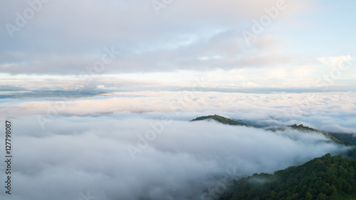 Landscape of moving mist in the mountain and hill. View point of mountain at Doi-Montngo  Chiang Mai    Thailand