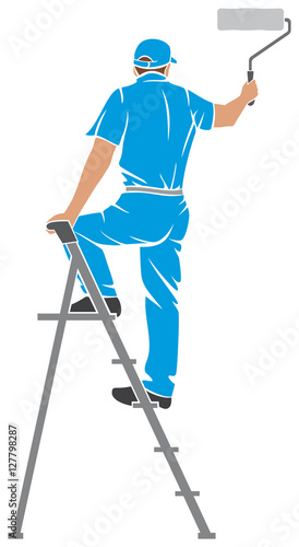 illustration of a man painting the wall