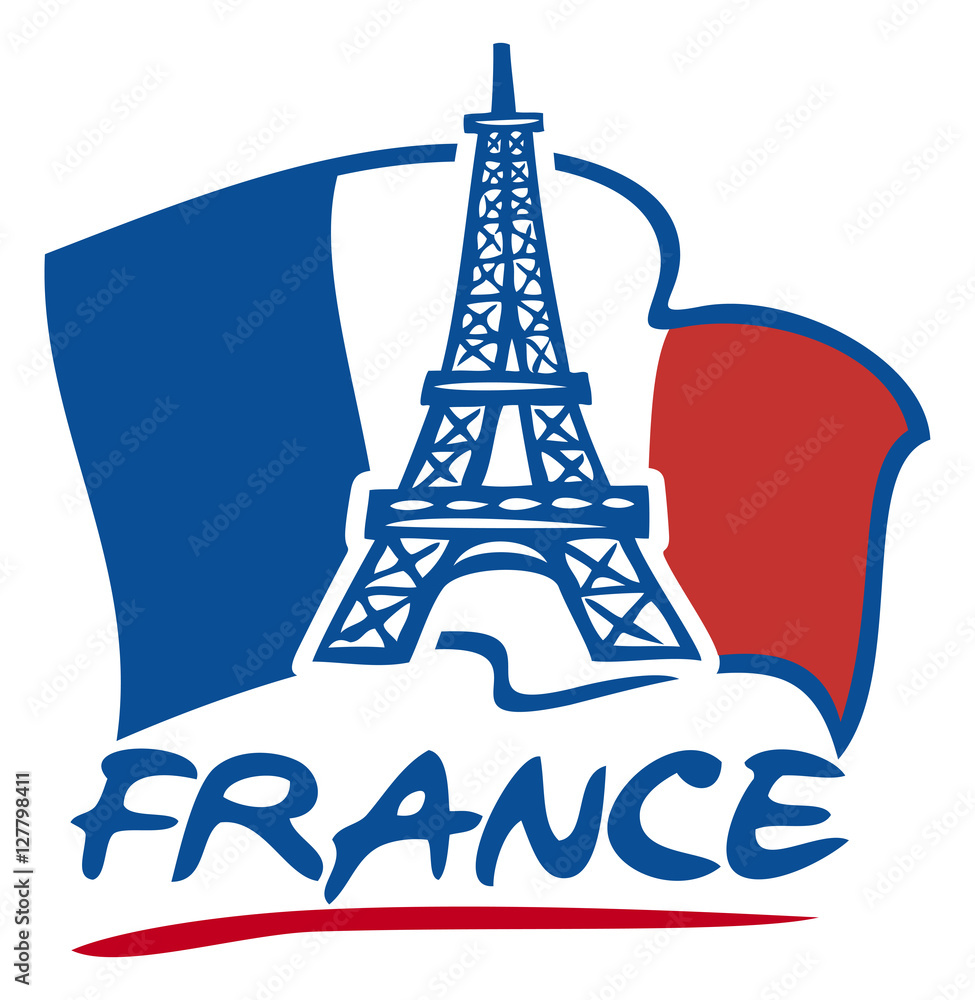 paris eiffel tower design and france flag Stock Vector | Adobe Stock