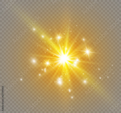 Glow light effect. Star burst with sparkles.Sun.