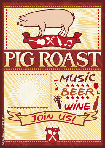 pig roast poster (barbecue party design)