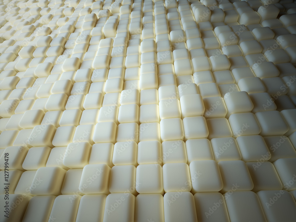 Obraz premium Abstract Yellow Cubes Wall Background. 3d Render Illustration.