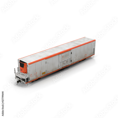 Railroad Refrigerator Car on white. 3D illustration