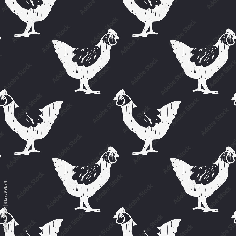 Fototapeta premium bnw chicken pattern