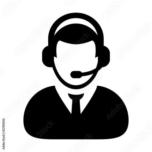 User Icon - Vector Customer Service, Support & Care with Headphone for Helpline Glyph Pictogram illustration