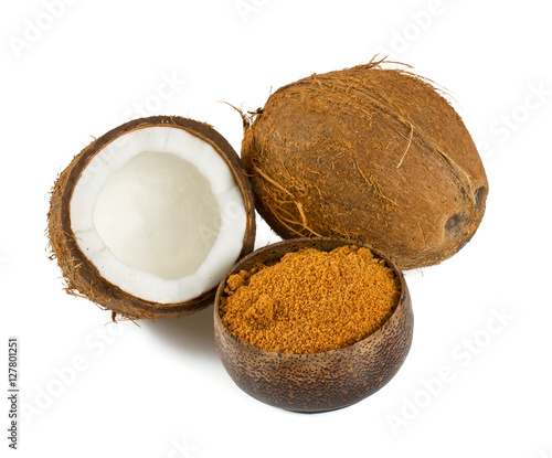 coconut palm sugar isolated on white