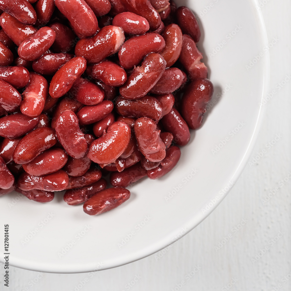 Canned Red Kidney Beans In White Bowl Canned Red Kidney Beans In White Bowl