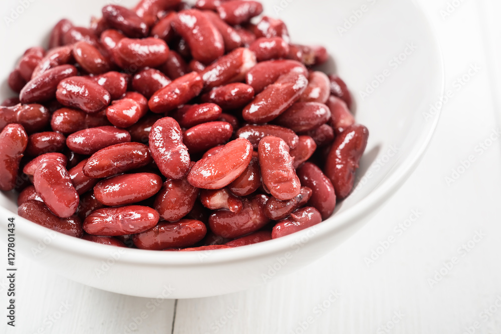 Canned Red Kidney Beans In White Bowl Canned Red Kidney Beans In White Bowl
