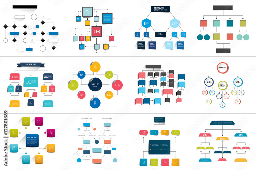 Mega set of various flowcharts schemes, diagrams. Simply color editable. Infographics elements. Mega set of various flowcharts schemes, diagrams. Simply color editable. Infographics elements.
