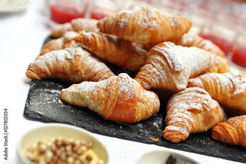 Close-up of Brioche for breakfast in plate on table - Croissant © habilis123