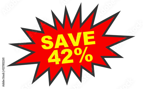 Discount 42 percent off. 3D illustration on white background.