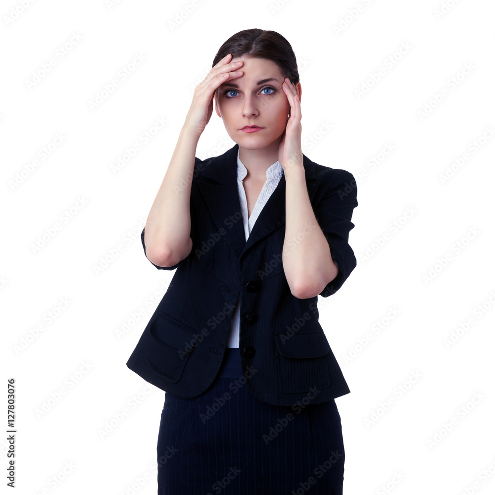 Businesswoman standing over white isolated background Businesswoman standing over white isolated background