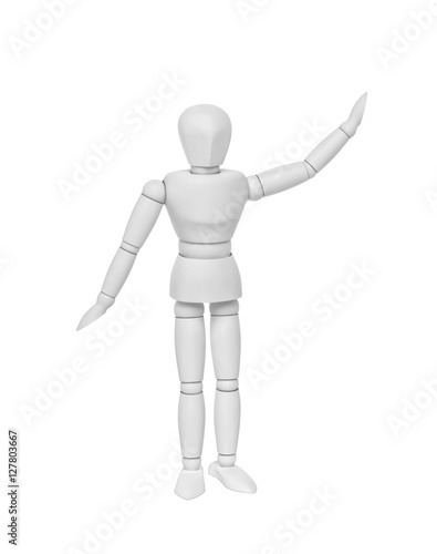 White mannequin pointing up