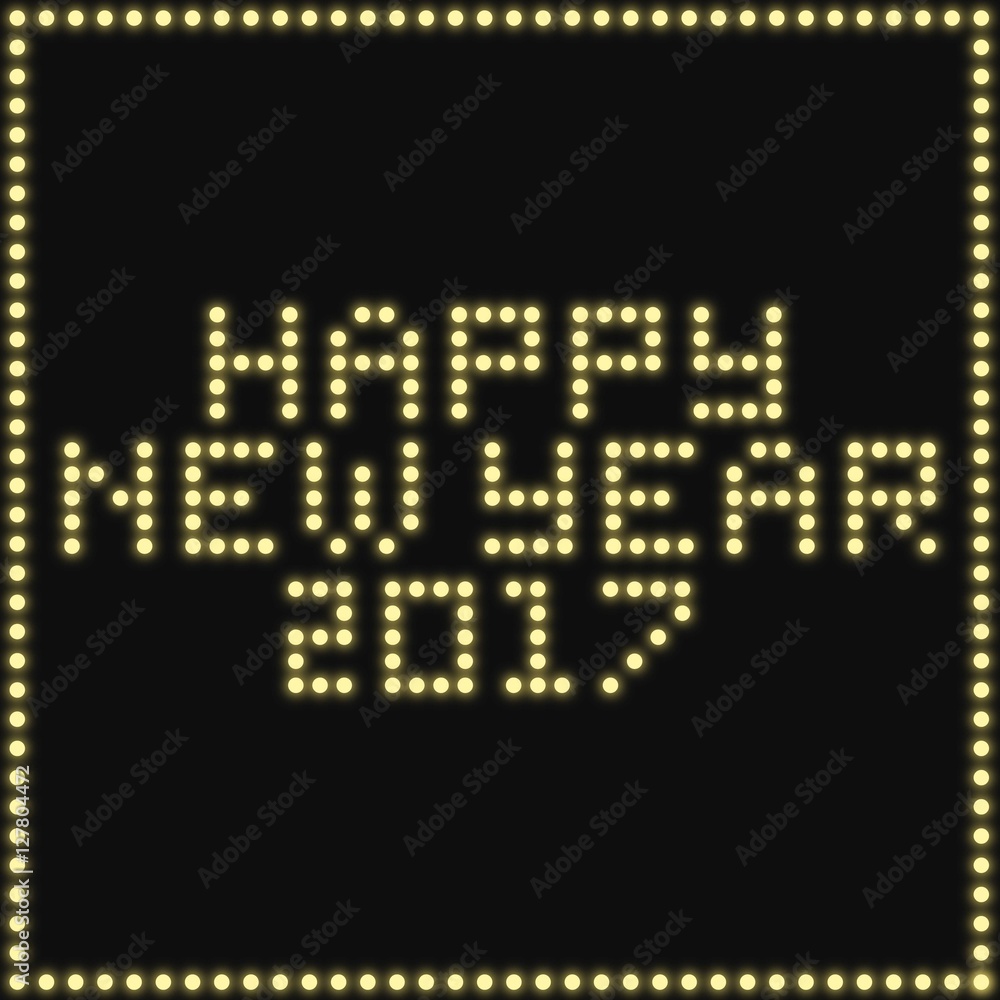 Happy New Year Greeting Card with Neon Bulb Effect Happy New Year Greeting Card with Neon Bulb Effect