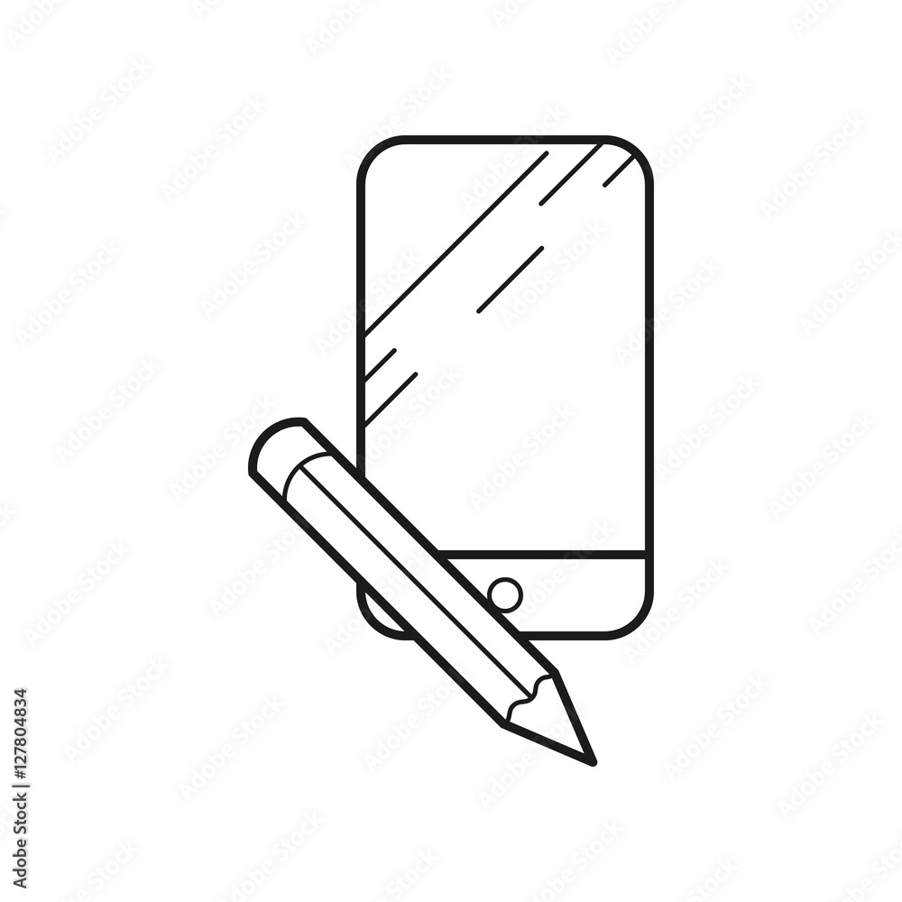Smartphone and pencil. Contour vector icons. Smartphone and pencil. Contour vector icons.