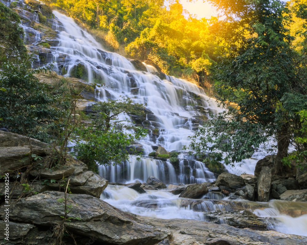 Obraz premium Waterfall in rainforest at Thailand