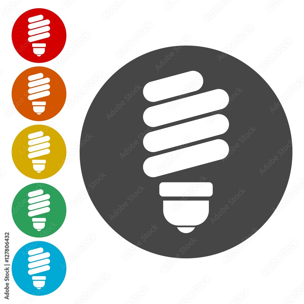 Vector energy saving light bulb icons set Vector energy saving light bulb icons set