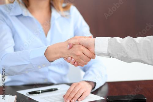 Business people shaking hands  finishing up a meeting