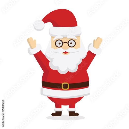 Isolated Santa Claus with glasses standing on white background.