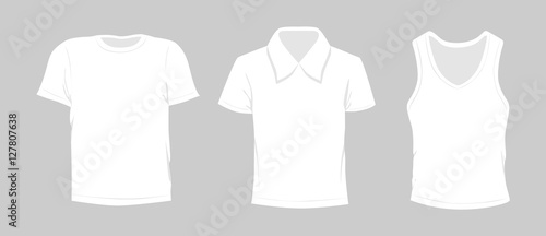 Template t-shirt set. White color. T-shirt, polo and singlet.