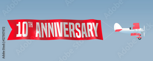 10 years anniversary vector illustration, banner, flyer