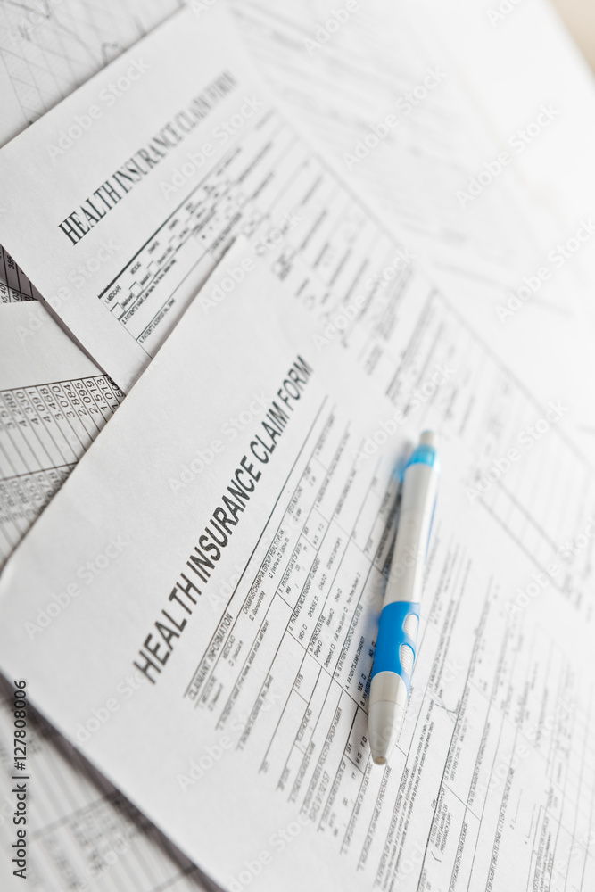 health insurance form, paperwork and questionnaire for insurance