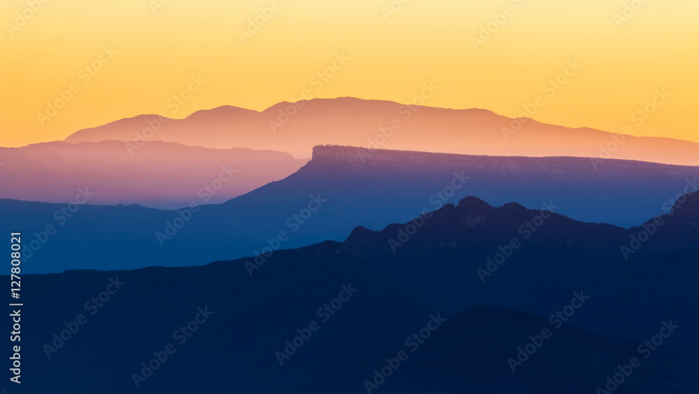 Beautiful sunset light in the spanish mountains (Serra d Entrepe