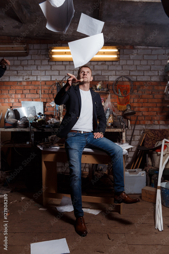 man in suit on an industrial premises, businessman man in suit on an industrial premises, businessman