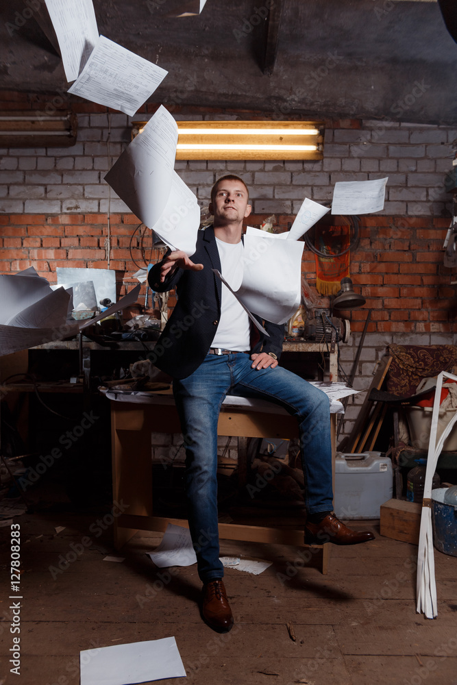 man in suit on an industrial premises, businessman