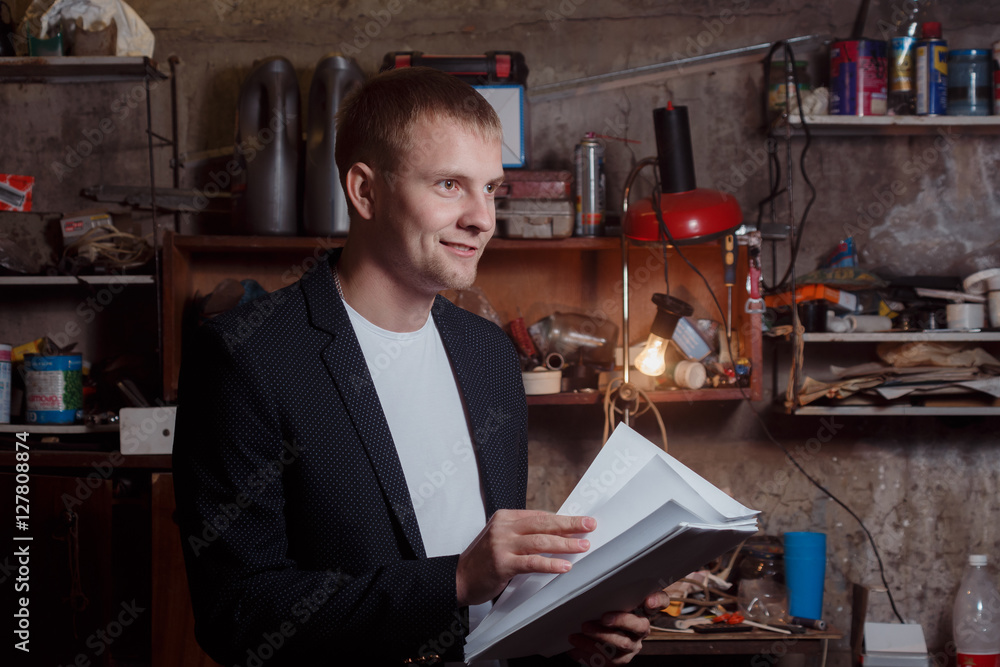 man in suit on an industrial premises, businessman man in suit on an industrial premises, businessman