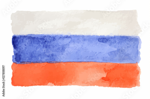 Watercolor isolated flag of Russia on white background