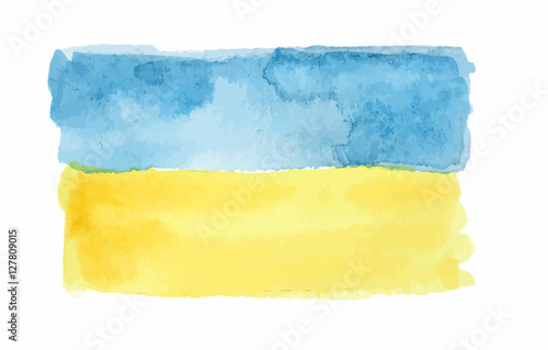 Watercolor isolated flag of Ukraine on white background
