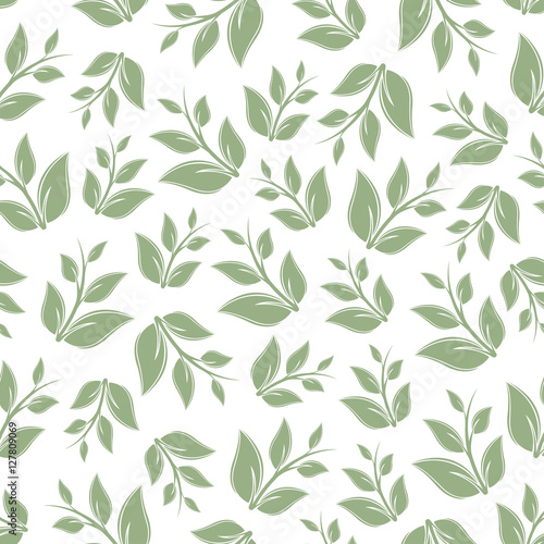Beautiful seamless pattern design with green leafs