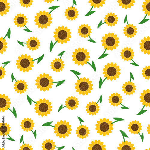 Fototapeta Naklejka Na Ścianę i Meble -  Seamless pattern background with sunflowers