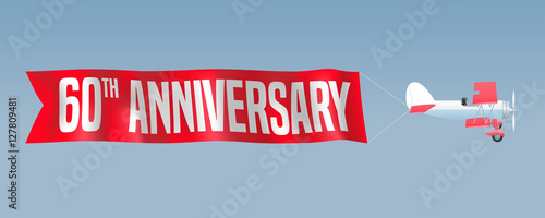 60 years anniversary vector illustration, banner, flyer