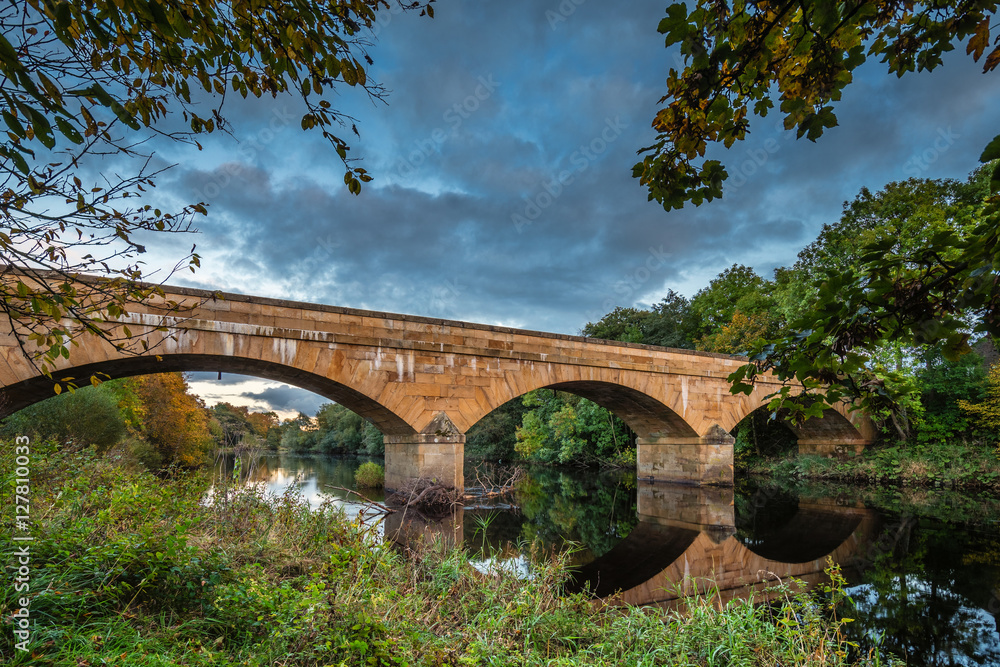 Fototapeta premium Bellingham Bridge over the North Tyne, at the Market Town in Northumberland, which is the first town on the North Tyne below Kielder Reservoir